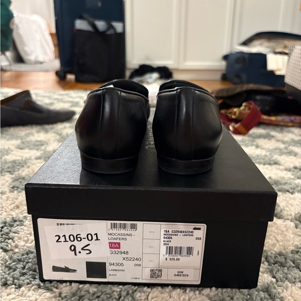 CHANEL Black Loafers with Silver Logo - Picture 5 of 5